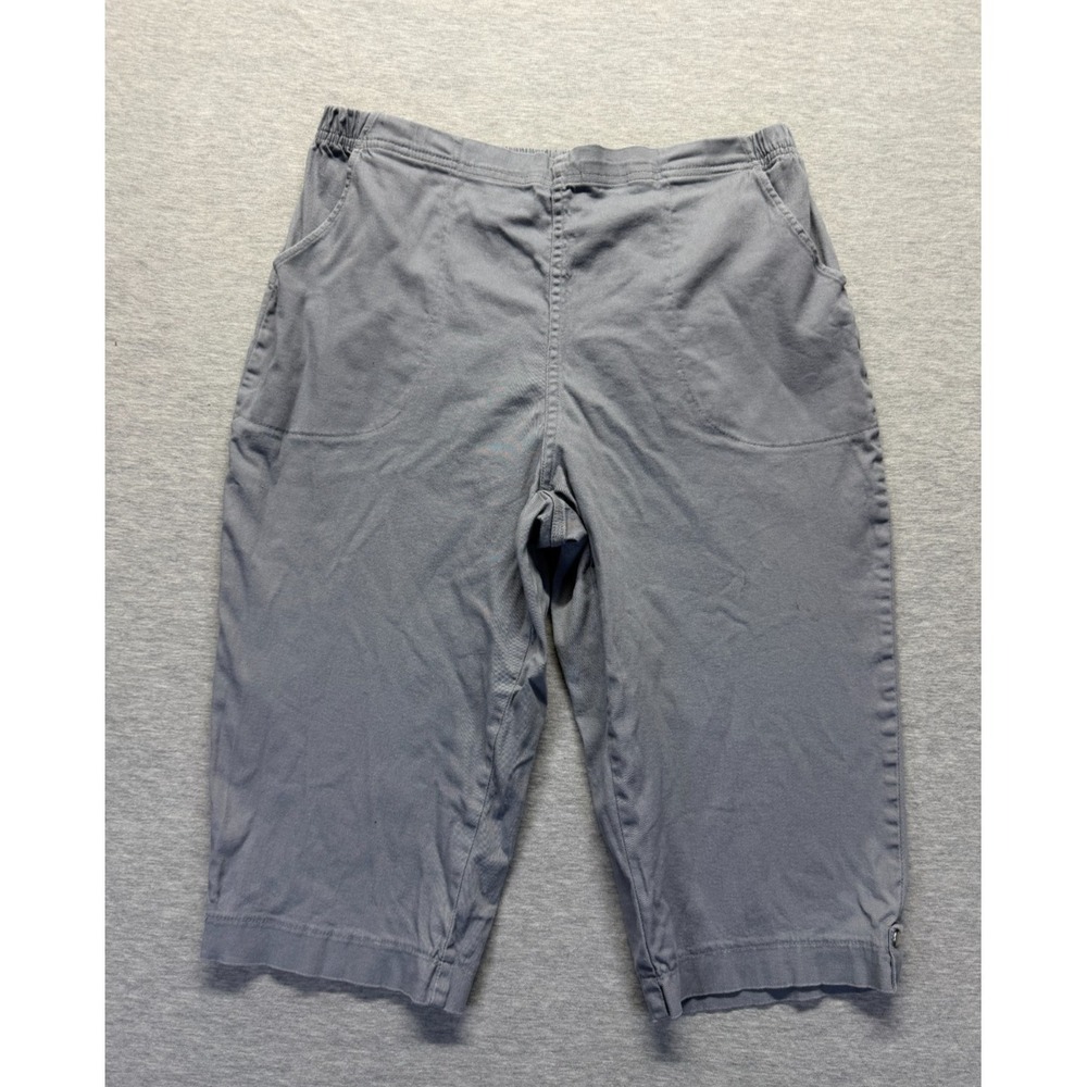 Croft & Barrow Capri Pants Women's Petite 16 Gray Cotton Stretch Elastic Waist
